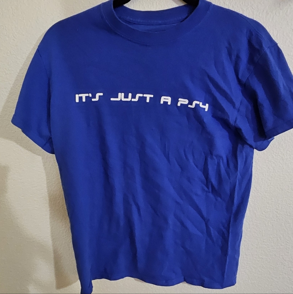 Pre-Owned Baylen Levine 'It’s Just a PS4' Blue Short Sleeve Crew Neck Tee Small